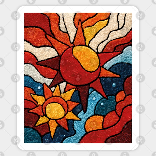 Celestial Suns | Abstract Space Folk Art Sticker by TuncGK